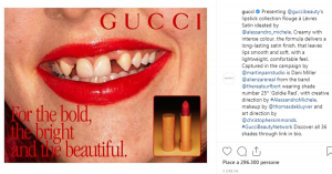 Gucci presenta la nuova campagna per la nuova linea di rossetti. La foto diventa virale. Ecco chi è la modella.