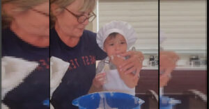 Una nonna cucina biscotti con l’inquieto nipote di 2 anni. Il video si converte in un divertentissimo Caos