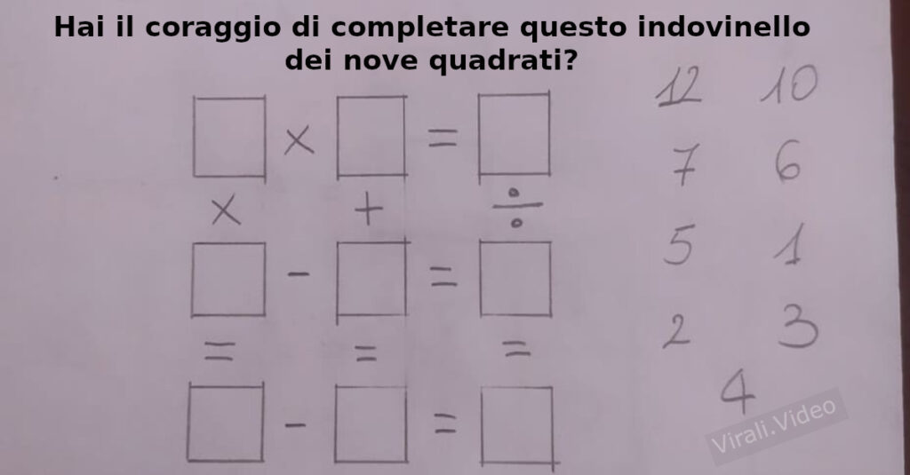 Indovinello: hai il coraggio di completare questo indovinello dei nove quadrati?