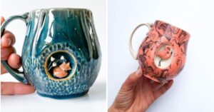 11 stravaganti tazze in ceramica nascondono in un lato delle piccole sculture di animali