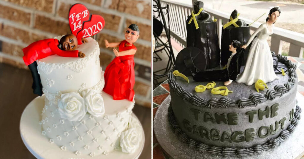14 Foto divertenti di “torte di divorzio” di donne che festeggiano la fine del loro matrimonio
