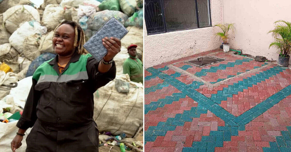 Una donna Keniota trasforma la plastica in mattoni più resistenti del cemento Una donna Keniota trasforma la plastica in mattoni più resistenti del cemento