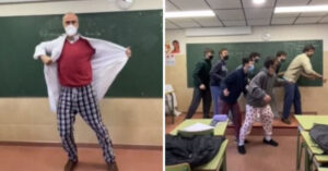 Un insegnante conquista TikTok ballando e dando una lezione in pigiama