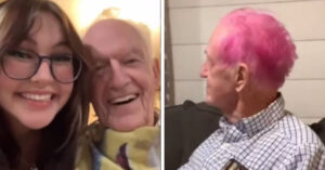 Il nonno si tinge i capelli di rosa per il suo novantesimo compleanno ed il video fa il giro del mondo