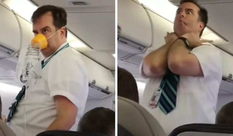 L’aereo si riempie di risate quando l’assistente di volo offre un’esilarante dimostrazione di sicurezza L’aereo si riempie di risate quando l’assistente di volo offre un’esilarante dimostrazione di sicurezza