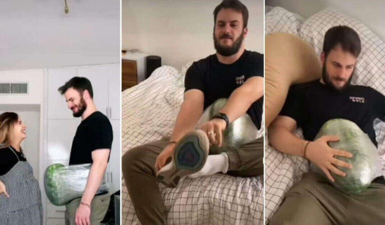 Un uomo si lega un’anguria alla pancia per “sentirsi come sua moglie incinta” Un uomo si lega un’anguria alla pancia per “sentirsi come sua moglie incinta”