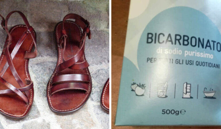 Rimuovi i segni di sudore dai sandali con il bicarbonato di sodio Rimuovi i segni di sudore dai sandali con il bicarbonato di sodio
