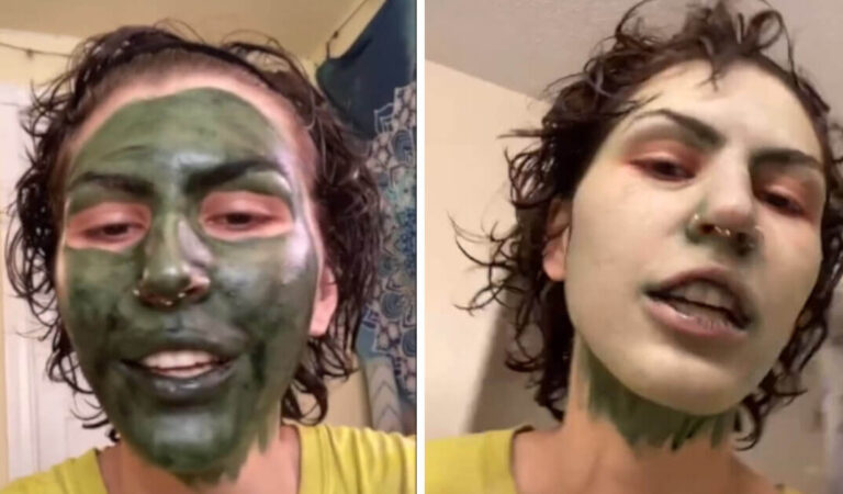 Indossa una maschera alla clorofilla prima di andare al colloquio di lavoro e la sua faccia rimane verde Indossa una maschera alla clorofilla prima di andare al colloquio di lavoro e la sua faccia rimane verde