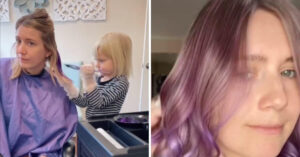 La mamma lascia che sua figlia di 3 anni le tinga i capelli di viola e il risultato diventa virale