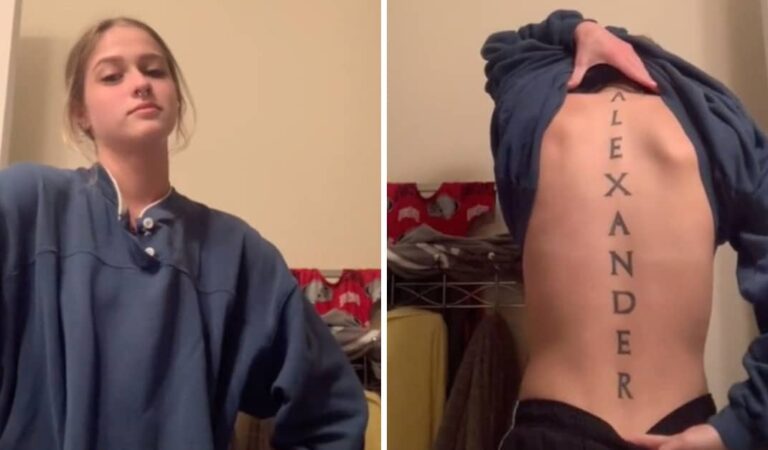 La ragazza si è fatta tatuare il nome del suo ragazzo sulla schiena e si sono lasciati una settimana dopo La ragazza si è fatta tatuare il nome del suo ragazzo sulla schiena e si sono lasciati una settimana dopo