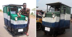 Il giovane costruisce un’auto solare fatta con immondizia in modo che i disabili possano muoversi