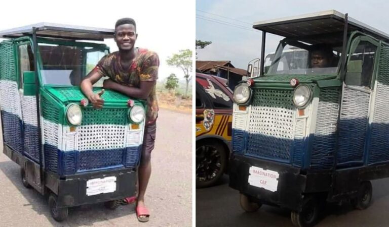 Il giovane costruisce un’auto solare fatta con immondizia in modo che i disabili possano muoversi