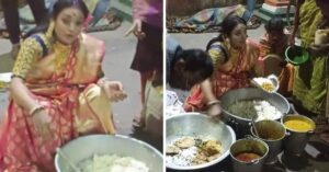 La donna ha donato cibo ai senzatetto, da ciò che era avanzato dal matrimonio di suo fratello