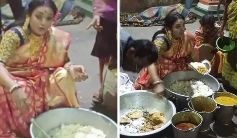 La donna ha donato cibo ai senzatetto, da ciò che era avanzato dal matrimonio di suo fratello