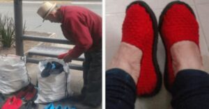 Il nonno vende scarpe lavorate a maglia e vuole diventare virale per aumentare la sua attività