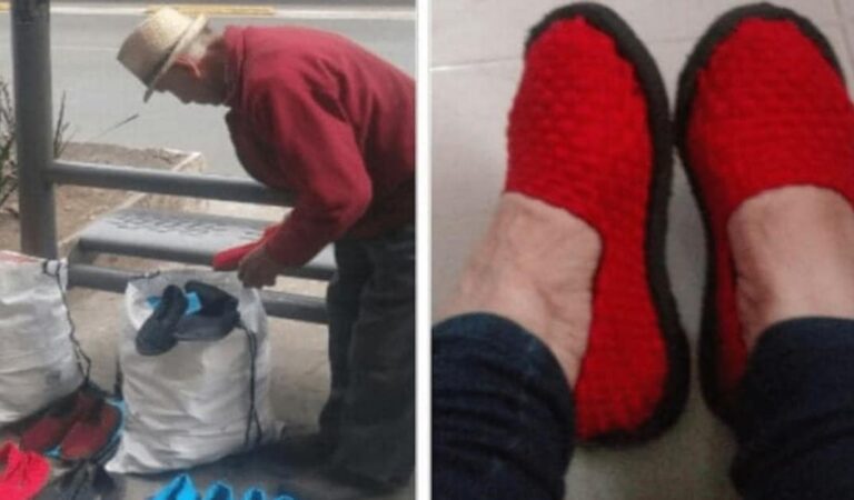 Il nonno vende scarpe lavorate a maglia e vuole diventare virale per aumentare la sua attività