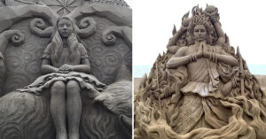 L’artista giapponese Toshihiko Hosaka crea incredibili e sbalorditive sculture di sabbia: 14 foto