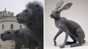 Le fantastiche sculture in rete metallica zincata di animali di Kendra Haste: 15 Foto