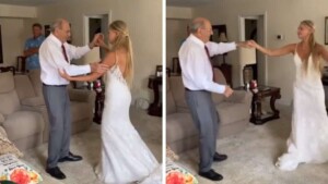 Nonno impossibilitato a partecipare al matrimonio: la nipote viaggia per 1200 km per danzare con lui nel suo abito da sposa (VIDEO)