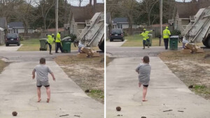 Il bambino di 4 anni si impegna a sfidare l’operatore ecologico in un ballo contagioso