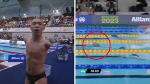 Nuotatore senza braccia scivola con grazia verso un nuovo record mondiale al Para Swim Worlds.