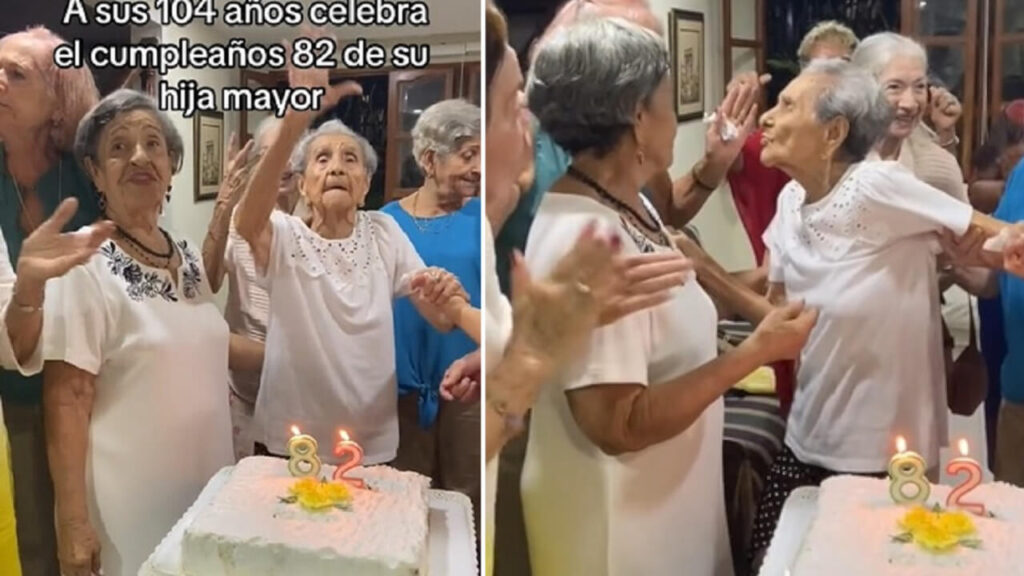 Una madre di 104 anni ha festeggiato l’82esimo compleanno della figlia maggiore tra balli e canti