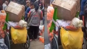 Nonna sommersa da borse e scatoloni in giro per il mercato: il video diffuso sui social scatena un dibattito