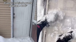Una donna in un video mostra come appare una casa quando lasci la porta aperta a -40ºC in Canada
