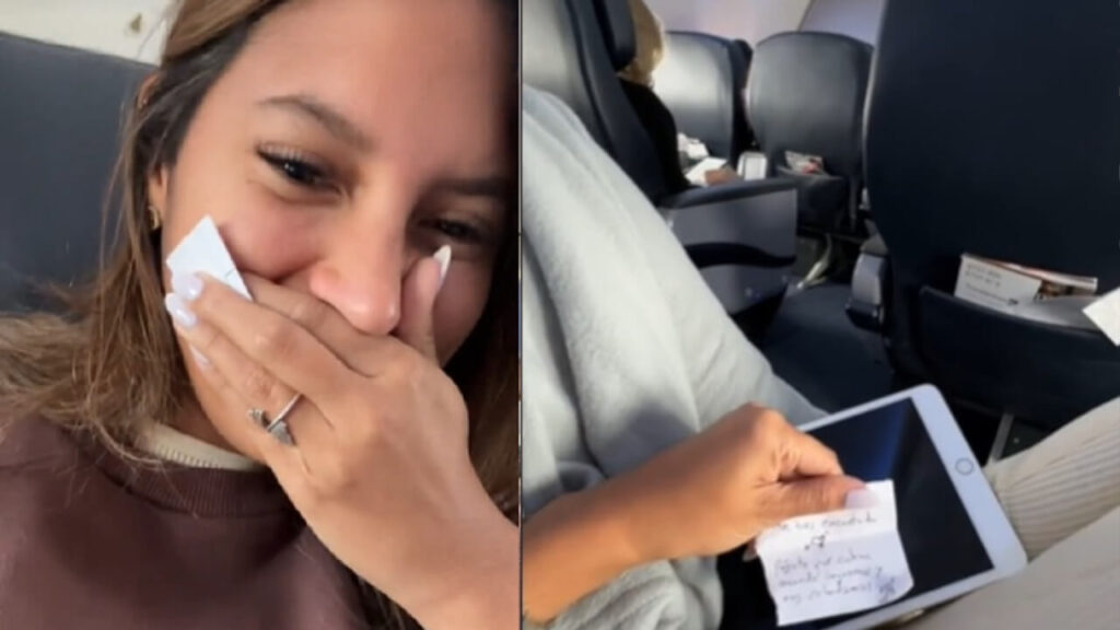 Passeggera di un aereo riceve un messaggio romantico dal pilota: la sua reazione è diventata popolare su TikTok