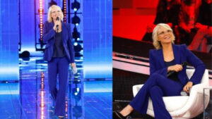 L’outfit blu elettrico scelta da Maria De Filippi per la prima puntata di Amici 23: marca e costo