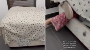 Stava cercando qualcosa sotto il letto e ha avuto un incidente insolito (VIDEO)