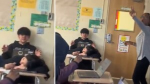 La ragazza si addormenta in classe e l’insegnante la sveglia in modo creativo con l’aiuto dei compagni (VIDEO)