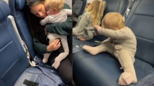 Il trucco mostrato da una madre per far stare fermi i bambini in aereo ha sollevato un dibattito social (VIDEO)
